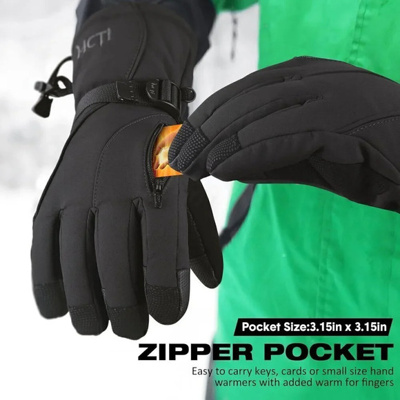 ❤️Winter Ski Gloves Waterproof Windproof Men's Snowboard Snow Work Gloves- Black - Picture 4 of 6